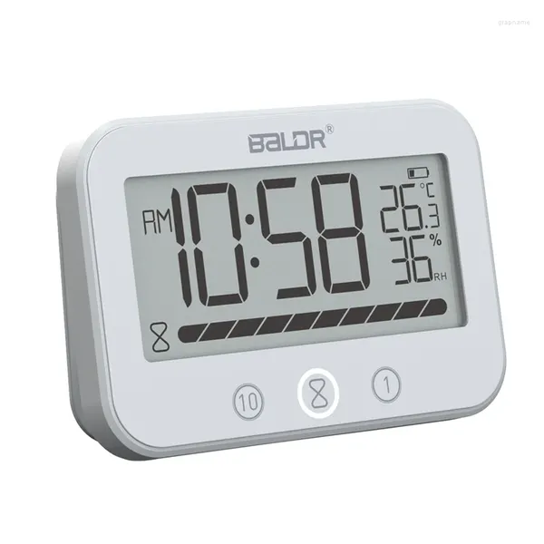 Orologi da parete IP54 Orologio da bagno impermeabile Touch Digitale Misuratore di umidità della temperatura Doccia Cucina Allarme acustico Conto alla rovescia