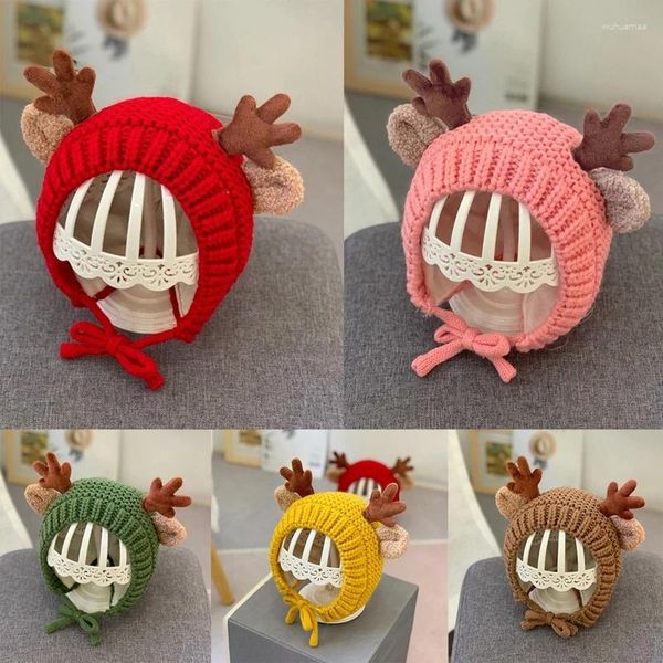 Cappelli Bambino Berretto invernale per bambini Cappello Berretto da sci Paraorecchie Freddo Neve Natale Corna di renna Paraorecchie lavorato a maglia