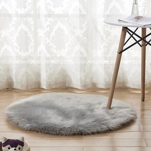 Teppiche Winter warme künstliche Schaffell Teppiche weiche runde Anti-Rutsch-Plüsch für Haushalt Wohnzimmer Schlafzimmer Matte Dekoration