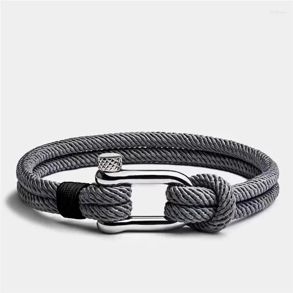 Charme Armbänder Männlich Silber Farbe Edelstahl Outdoor Camping Schäkel Seil Für Männer Frauen