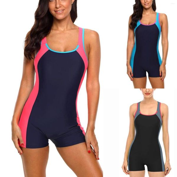 Costumi da bagno da donna Costumi da bagno One Piece Color Block Training Sport Racerback Costume da bagno atletico Costumi da bagno Bikini dimagranti