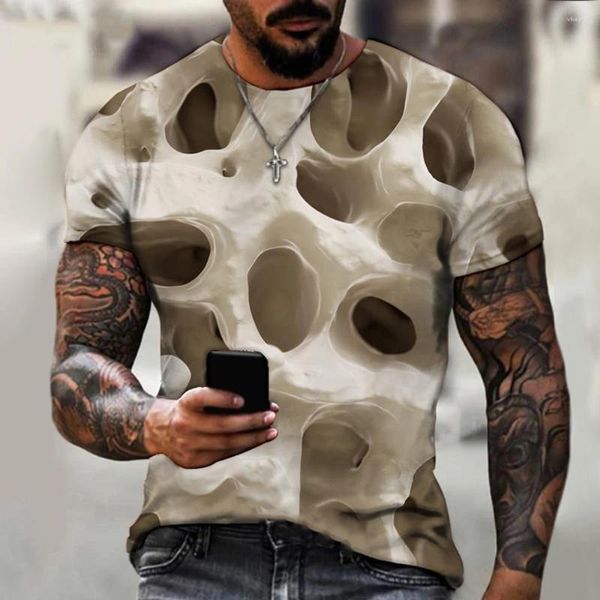 Erkek Tişörtleri Serinletici Yaz Giysileri Üç Boyutlu Mekansal Desen T-Shirt 3D Baskılı Yuvarlak Boyun Günlük Kısa Kollu Modern Üst