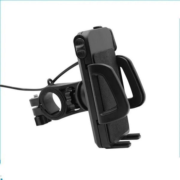 Halter 2 in 1 IP65 wasserdichtes Motorrad -Mobiltelefonhalter mit 5 V 2.4A USB -Ladegerät.