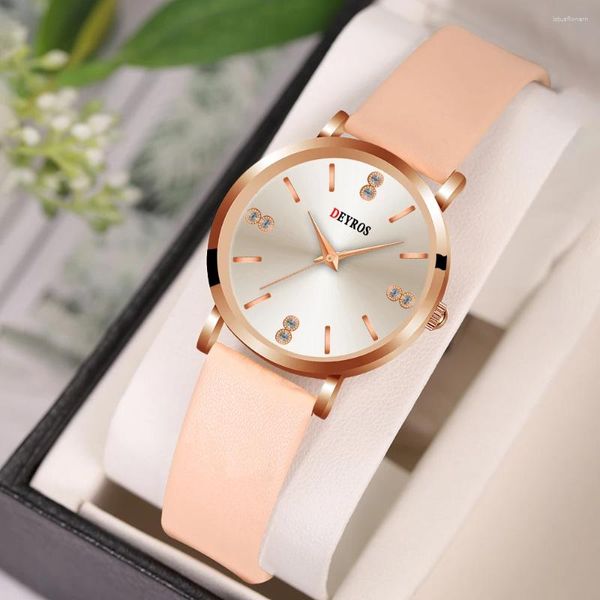 Orologi da polso Orologio al quarzo moda per donna Stile minimalista femminile Orologi da polso in pelle rosa Orologio sportivo da donna Casual Relogio Feminino