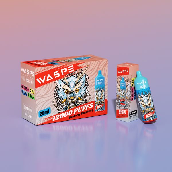 2024 Новые поступления Оптовик Waspe Puff Vape 12000 Puffs Vape Kit 10K 12K Puff RGB Light Running Custom ecig pod Pen одноразовый вейп