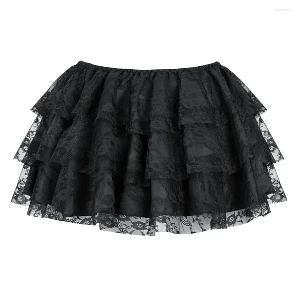 Gonne Donna Taglie Forti Sexy Pizzo Floreale Maglia Tulle Mini Gonna A Pieghe Abbinamento Corsetto Moda Danza