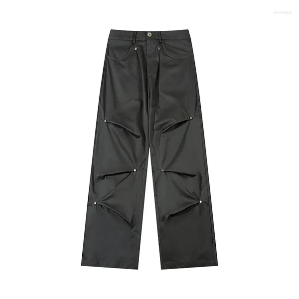 Calças masculinas dobrando designer escritório carga preta para homens mulheres largas calças de perna inverno primavera roupas streetwear vintage