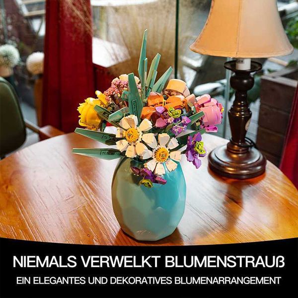 Blöcke Blumenstrauß Baustein Künstliche Blume Gebäude Spielzeug Blumenstrauß Dekoration Mädchen Erwachsene Kinder Jubiläumsgeschenke R230701