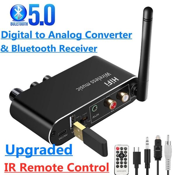 Connettori Convertitore audio Dac digitale-analogico Adattatore Digitale Spdif Coassiale ottico a 3,5 mm 3,5 Aux Jack Rca L/r Ricevitore Bluetooth 5.0