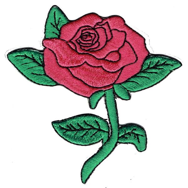 Bella toppa di applique del ricamo del fiore della rosa rosa ferro sull'abbigliamento che cuce la toppa dell'accessorio fai da te ricamata 252Z