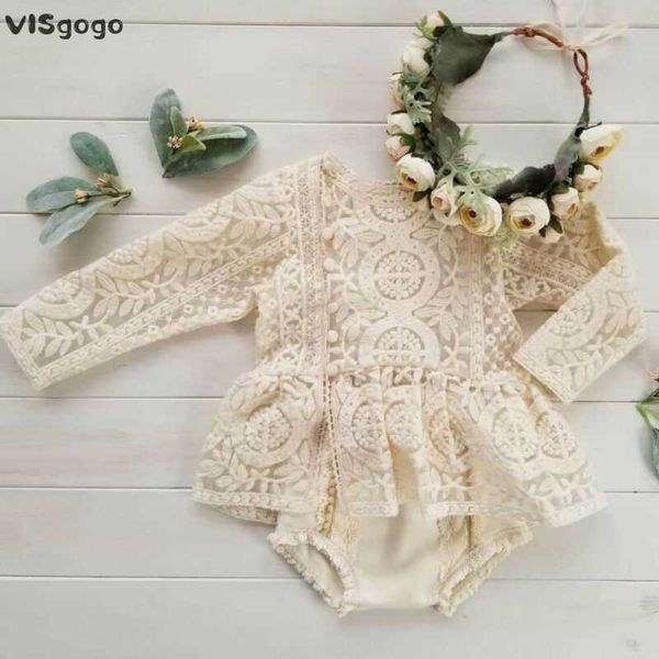 VISgogo Neonato Neonata Pagliaccetto Sorella Vestito Fiore Pizzo Pagliaccetto Tute Abito Tutu Estate Autunno Vestiti 0-24 M L230625