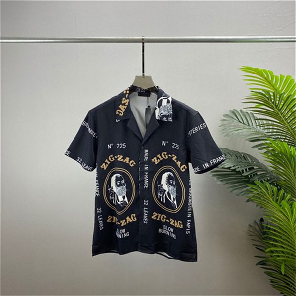 # 6 Abito da uomo di lusso di design Camicie Camicia di seta Abiti di lusso Manica corta lettera clowers stampa Casual Colletto estivo da uomo colori misti Taglia M-3XL 33