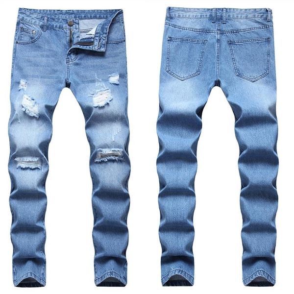 Jeans man's jeans man slim cotone cotone pantaloni in denim 2022 elasticy strappato da bicchetta magro