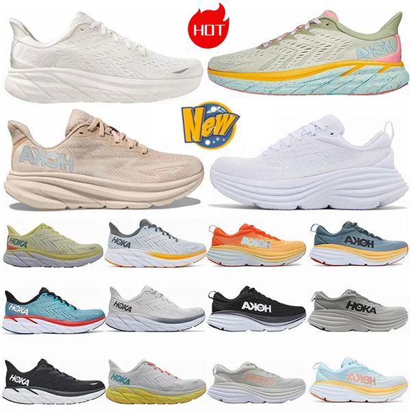 Tênis de corrida HOKA One One Clifton 9 Vibrant Orange Coastal Sky Triple Black White Airy Blue Peach Whip Cyclamen Sweet Lilac Bondi 8 Carbon 2 Women Men Runner Footwear