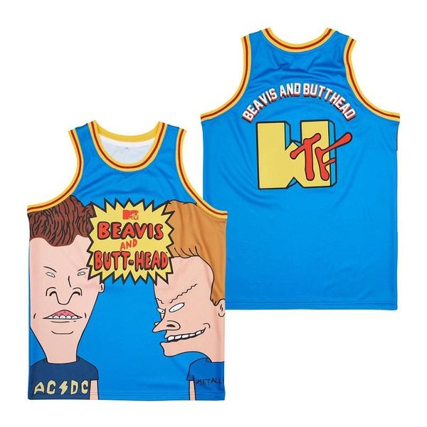 Tende Bg Maglie da basket Beavis e Butthead Jersey Ricamo Cucito Abbigliamento sportivo da esterno Cultura hiphop Film Blu Estate Nuovo