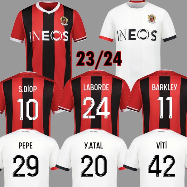 23 24 OGC Nice FC Soccer Jerseys T. Moffi Peepe Laborde S. Diop 2023 2024 Ogcnice Football Рубашки Dante Kamara Atal Maillot de Foot Home Home