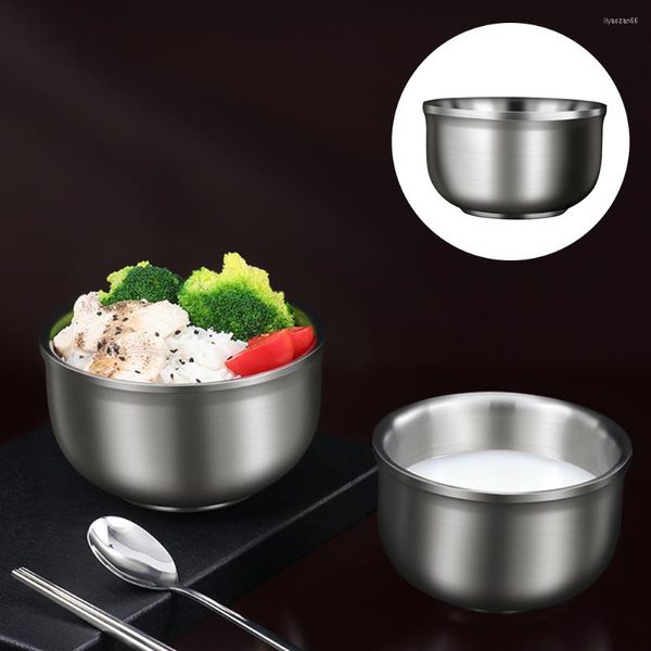 Set di stoviglie Vakuen Contenitore sottovuoto Ciotola di riso in acciaio inossidabile Noodle Stoccaggio domestico Tirato a mano 12,5X12,5X7,5CM Argento Doppia parete