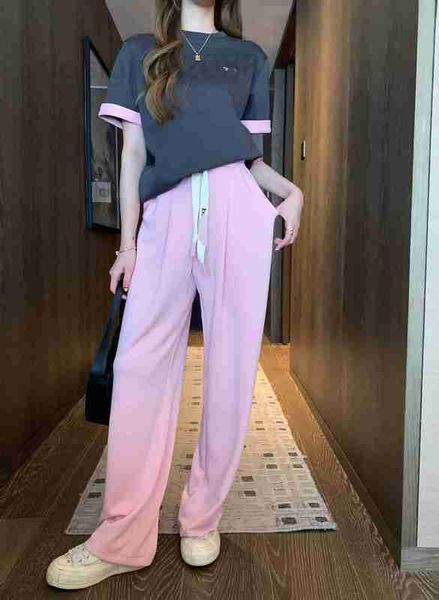 Женские брюки Капри с дизайнерским принтом с буквенным принтом, эластичный пояс из конопляной веревки для женских широких брюк с прямой трубкой, шелковая гладкая ткань, мягкая и дышащая G3PT