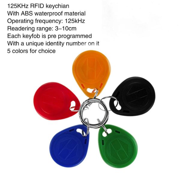 Scheda yitoo 100pcs 125khz EM4100 schede RFID FOBS FOBS Access Control Keychains ID ID Card Tag di token, 5 colori all'ingrosso