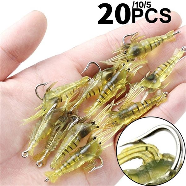 Baits Lures 1020PCS Weiche Simulation Garnelen Garnelen Köder Haken Wobbler Angelgerät Künstliche Köder Wobbler für Trolling 230630