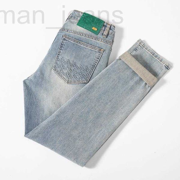 Herren-Jeans, Designer-Frühling/Sommer, koreanische Ausgabe, kleiner Fuß, elastisch, schmale Passform, hochwertige europäische Marke, Farbe AJ Wear THVY