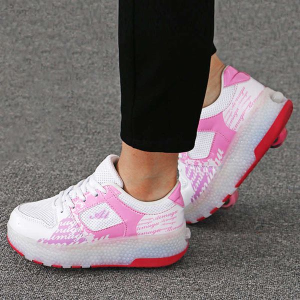 Sneakers Rolschaatsen Schoenen 2023 Zomer Sport Games Mode Casual Kinderen Jongens Meisjes Kinderen 2 Wielen Sneakers Schoeisel Led Licht LaarzenHKD230701