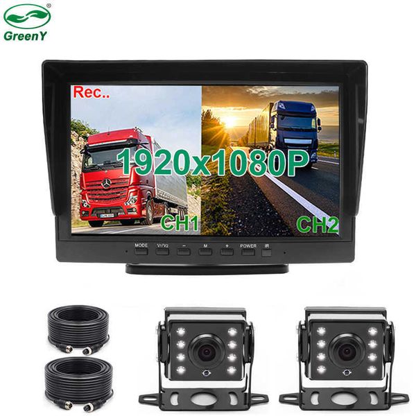 Carro dvr hd 1920x1080 p 101 polegadas tela ips caminhão ônibus veículo dvr gravador monitor de estacionamento com canais frente traseira lateral câmera ahdhkd230701