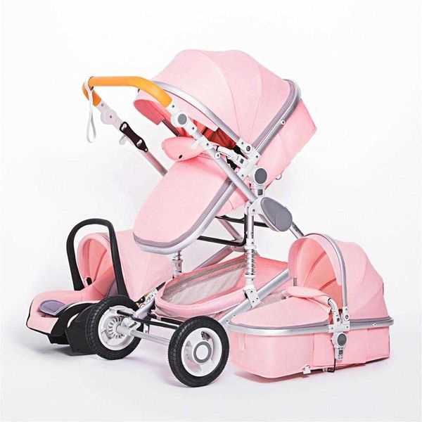 Luxuriöser Baby-Designer-Kinderwagen im Großhandel, 3-in-1 tragbarer Reise-Kinderwagen, zusammenklappbarer Aluminiumrahmen, hohes Landschaftsauto für Neugeborene