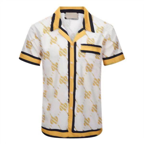 Camicia firmata da uomo camicia con bottoni lettera stampata colore abbinato camicia da bowling camicia casual fiore hawaiano abito da uomo slim fit a maniche corte T-shirt hawaiana