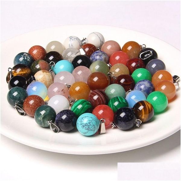 Charms Moda pietra naturale pendenti con sfera di cristallo pendolo colonna agate per creazione di gioielli fai da te collana guarigione Reiki goccia consegna Dh6Pn