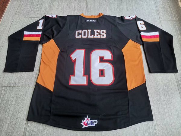 College Hockey Wears Physical photos Calgary Hitmen 16 Coles 남성 청소년 여성 빈티지 고등학교 크기 S-5XL 또는 모든 이름 및 번호 저지