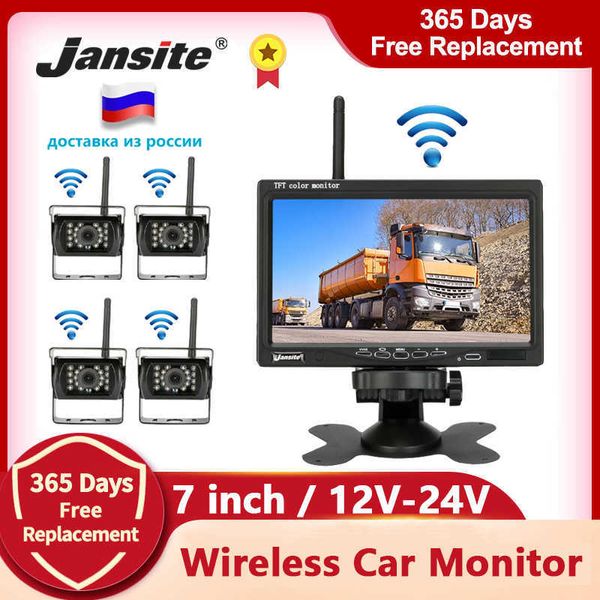 Carro dvr jansite 7 polegadas sem fio monitor de visão traseira câmera de ré para caminhão rv ônibus imagem reversa 12v24vhkd230701