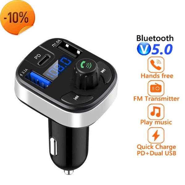 Novo KEBIDU Bluetooth 5.0 Transmissor FM Hands-Free Radio MP3 AUX Adapter USB PD Charger Car Type-C Fast Charger