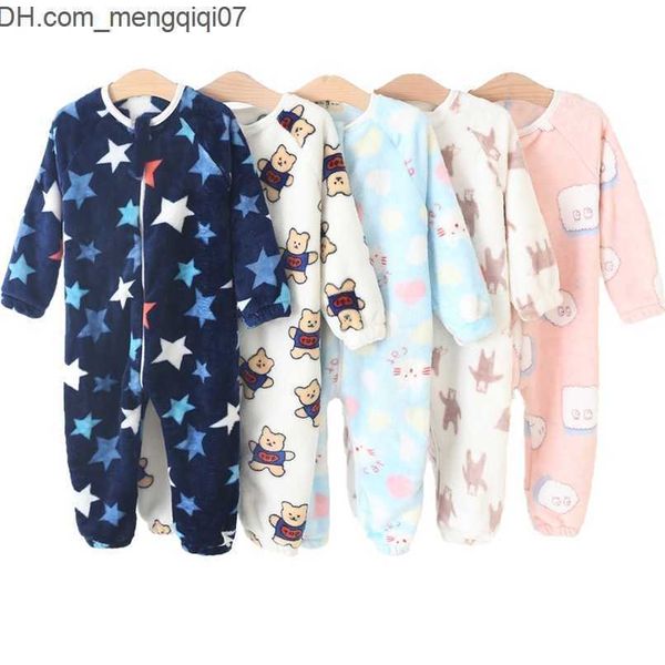 Пижамы детские пижамы для мальчиков и девочек толстые теплые пижамы осенние детские фланелевые комбинезоны зимние детские мультфильм одеяло пижамы 220110 Z230701
