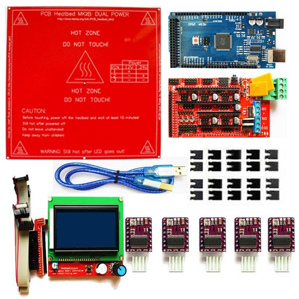 Varredura mega 2560 r3 1pcs rampas 1.4 controlador 5pcs drv8825 módulo de driver de passo lcd 12864 2b para kit de impressora 3D