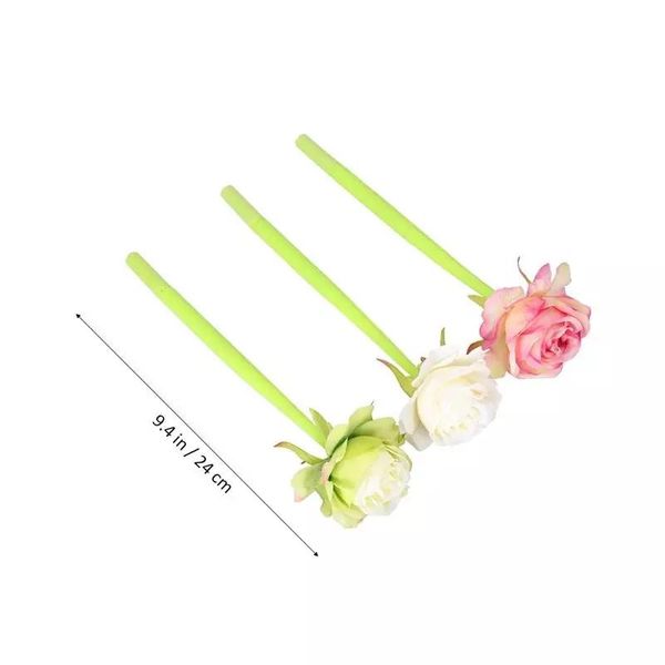 Penne 8 pezzi Simulazione creativa Simulazione di rose Flower Silicone Gel Pen Scheda Ufficio di cancelleria / Giornata degli insegnanti