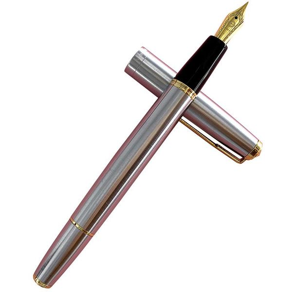 Pens Yong Sheng Wings 601a All Stahl Vakuumkolben 14K Gold Nib Fountain Penf Eather Caligraphy Stift große Kapazität