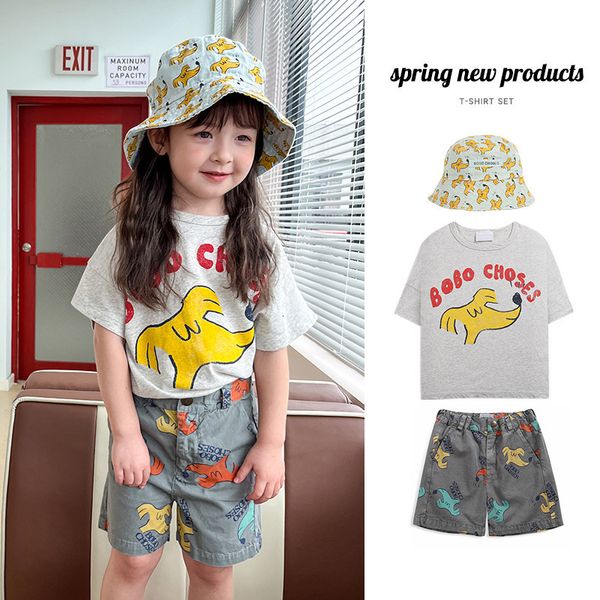 Kleidung Sets Sommer BOBO Koreanische Stil Mädchen Nette Ins Straße Schießen Bombe Cartoon Hülse Shorts Set Kinder T-shirt 230630