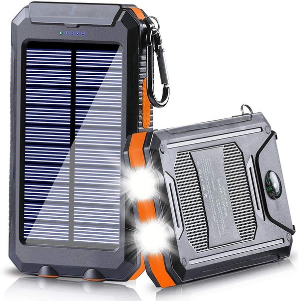 Banks Outdoor Camping Survival Tools Kit Portable 20000Mah Waterproop Solar Charger Bank con torce a LED USB per l'avventura