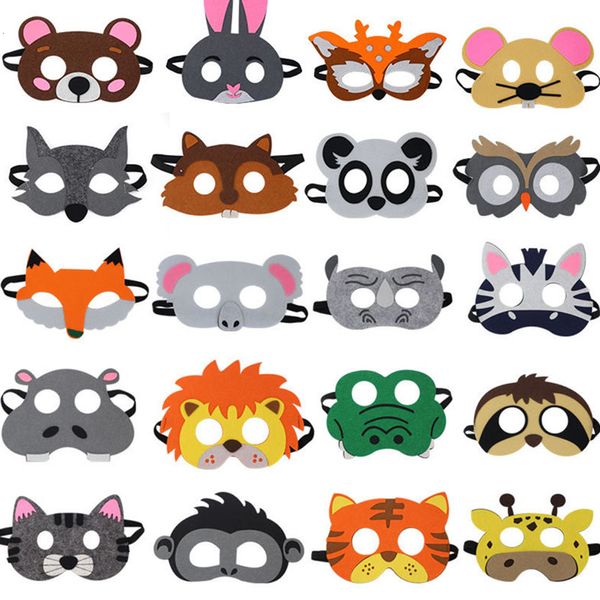 Maschere per feste Maschera per animali in feltro Halloween per bambini Forniture a tema Giungla per occhi in tessuto non tessuto Safari Compleanno 230630