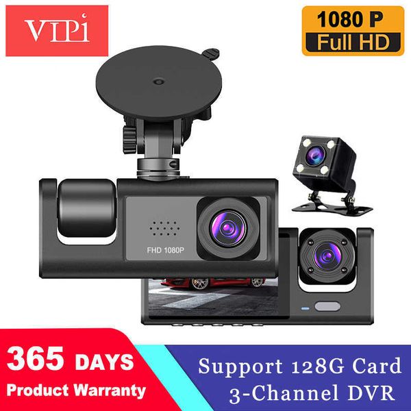 Araba DVR DVR 3CHANNEL CAM HD 1080P Dash Kamera Çift Lens Dashcam Video Kaydedici Kara Kutu 24H Park Parkı Monitoringhkd230701