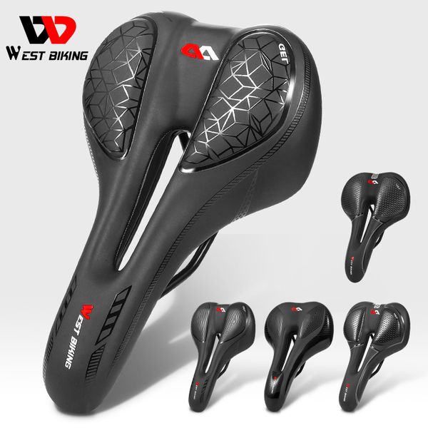 Selas de bicicleta WEST BIKING Assento de bicicleta para homens e mulheres à prova d'água Gel de selim macio Absorvente de choque MTB Mountain Road Bike Assento almofadado 230630