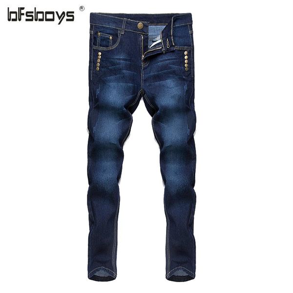 Intero-2016 nuovi uomini bianchi blu jeans pettirosso uomo jeans slim denim skinny pantaloni a matita cowboy alta moda famoso design256J