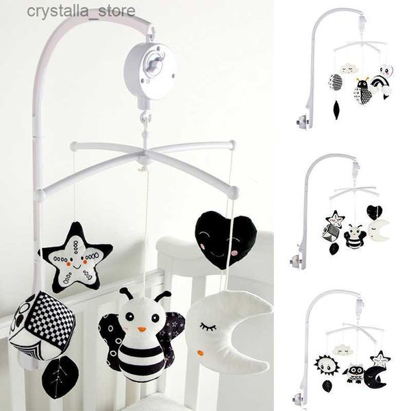 Berço para bebê Sino Animal Caixa de música Brinquedo de cama preto e branco Chocalhos Brinquedos para bebês 0-12 meses Brinquedo infantil Mecânico Brinquedos móveis para recém-nascidos L230518