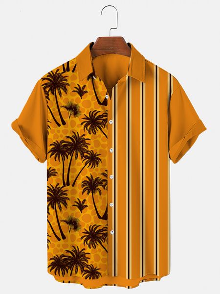 Polo da uomo Camicia hawaiana 6xl Top elasticizzato sciolto e stampa 3d Coconut Tree monopetto manica corta spiaggia 230630