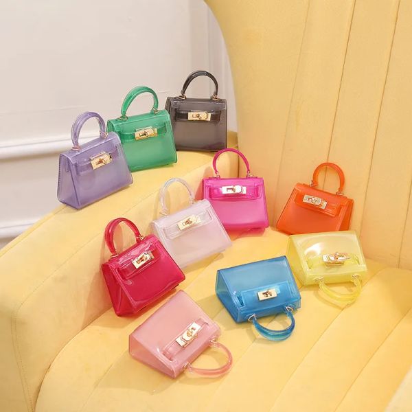 Designer-Handtaschen für Mädchen, Gelee-Handtaschen, transparent, Mini-Bonbonfarben, glitzernd, PVC, Prinzessinnen-Tasche, Geldbörse, modische Umhängetasche, Umhängetaschen, Aufbewahrungstasche