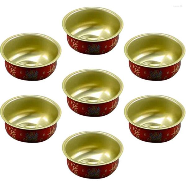 Set di stoviglie Ciotola d'acqua Lega che offre fornitura sacra Forniture tibetane Tazza per meditazione yoga Enshrine Decor in ottone