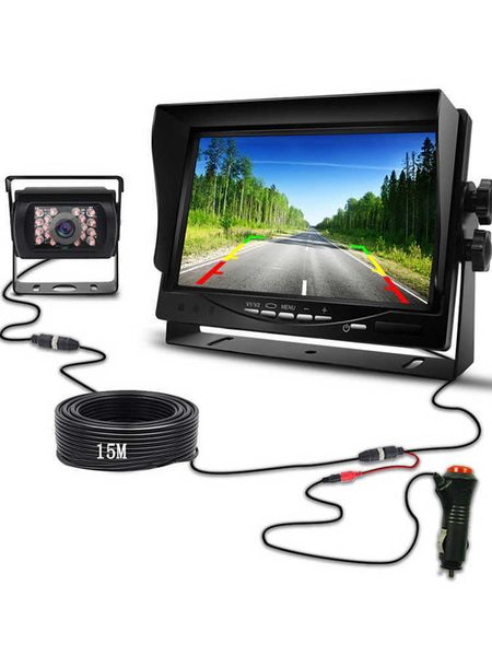 Câmera de visão de caminhão dvr de carro de alta definição Monitor LCD digital de 7 polegadas Exibição de DVD ideal para veículos de trailer Assistência de estacionamento de ônibusHKD230701