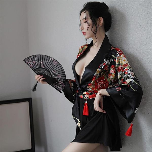 Kimono Sexy Vestido Tradicional Estilo Japonês Mulheres Haori Saku Meninas Pijamas Yukata Roupão de Banho Gueixa Uniforme Camisola Étnica Clothi316Q