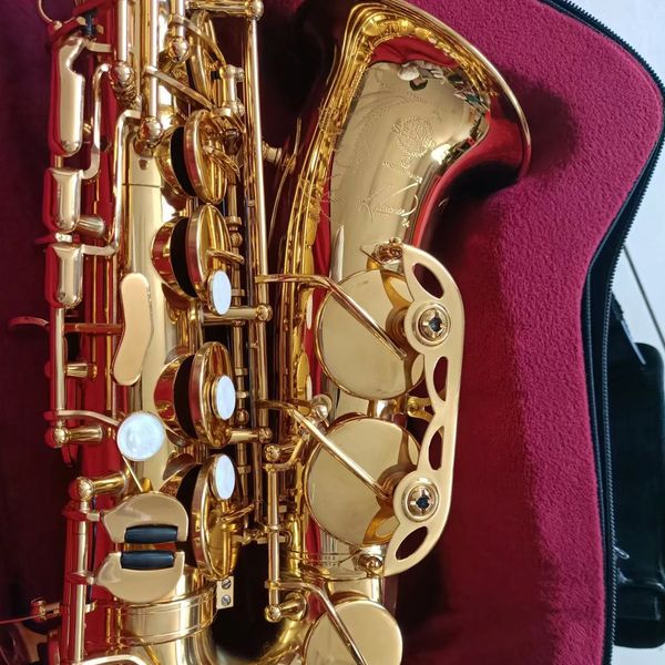 Professionelles Altsaxophon R54, lackiertes Goldmessing, Eins-zu-eins-Gravurmuster, Jazzmusikinstrument mit Zubehör, Altsaxophon